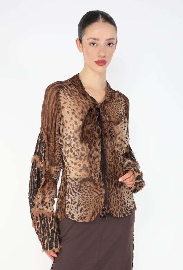Saint Laurent Tom Ford S/S 2002 Leopard Lavallière Ensemble - 8