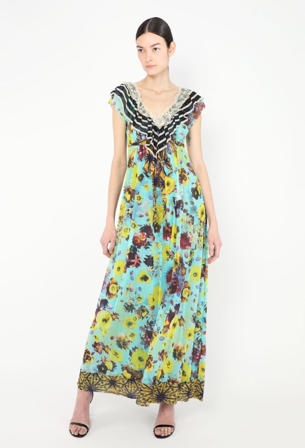 Jean Paul Gaultier Floral Lace Trim Maxi Dress - 1