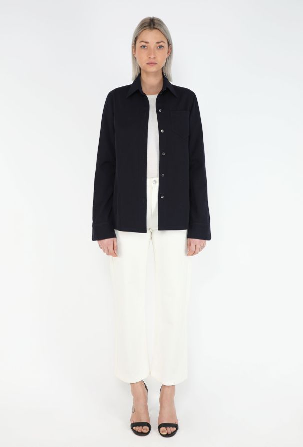 Prada Classic Twill Navy Overshirt - 3