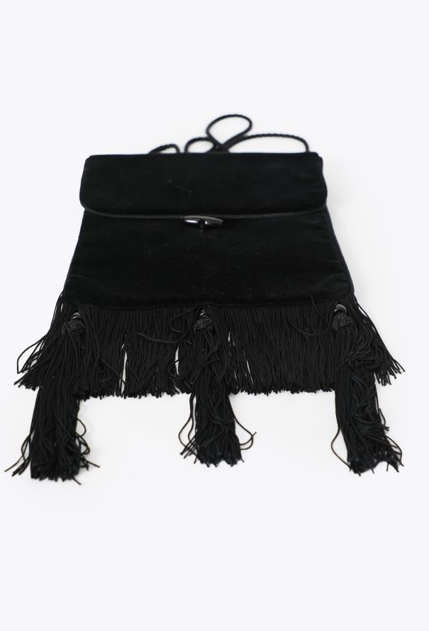 Saint Laurent '80s Black Velour Tassel Bag - 6