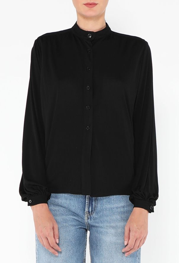 Saint Laurent '70s Crêpe Bishop Sleeve Blouse - 1