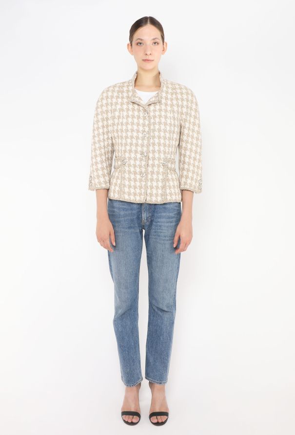 Chanel 2008 Houndstooth Silk Tweed Jacket - 4