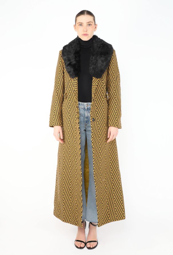 Versace '90s Chevron Belted Coat - 3