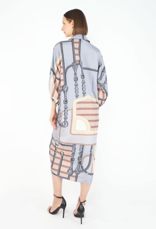 Hermès 2025 'Coaching Remix' Belted Silk Kaftan - 2