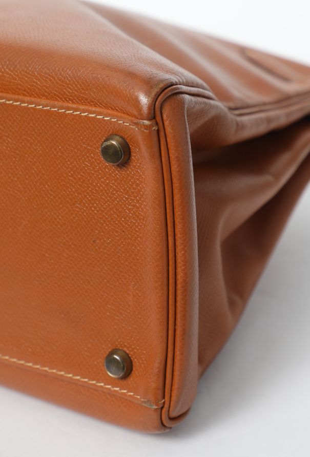 Hermès '80s Gold Courchevel Kelly Retournè 35 - 11