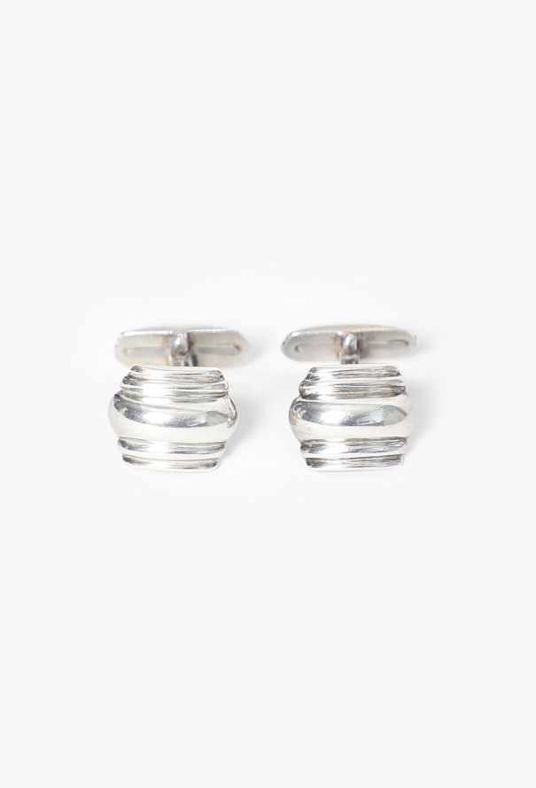 Hermès Vintage Textured Silver Cufflinks - 1