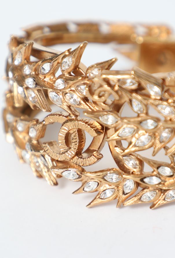 Chanel Spring 2010 Strass Leaf 'CC' Cuff - 4