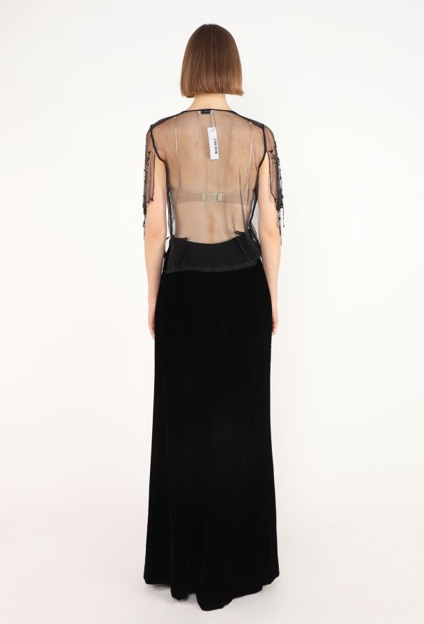 Dries Van Noten Beaded Appliqué Mesh Top, Early 2000s - 5