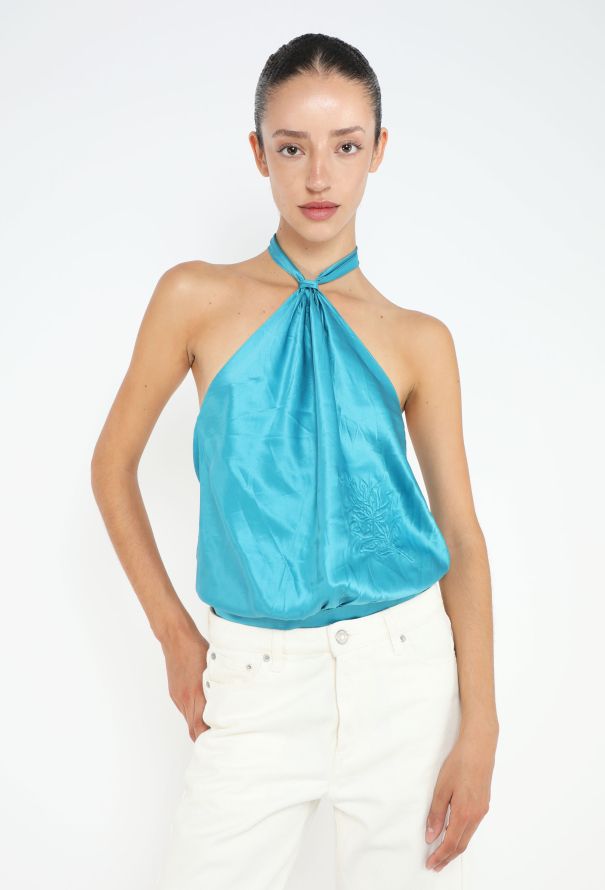 Chloé 2000 Celeste Silk Halter Top - 1