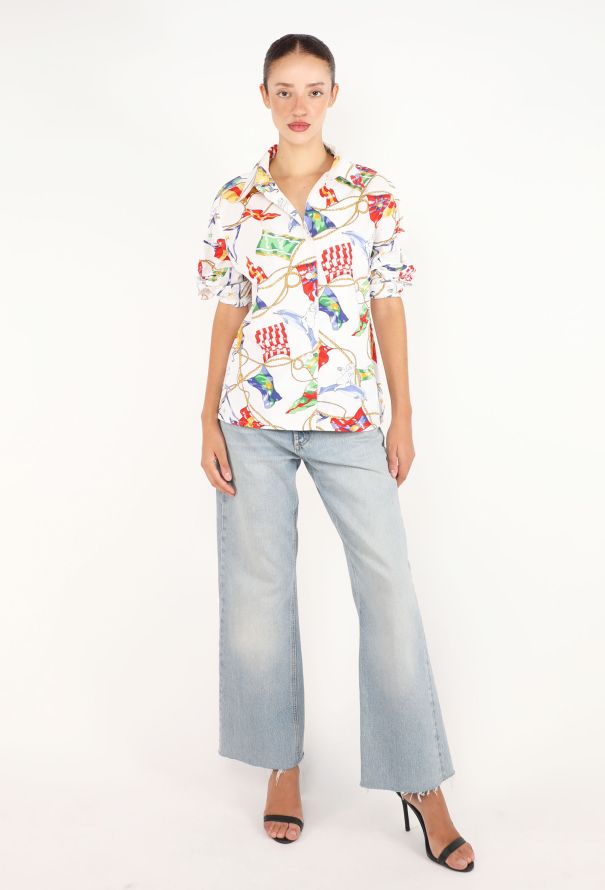 Hermès Maritime Printed Cotton Shirt, 1970s - 4