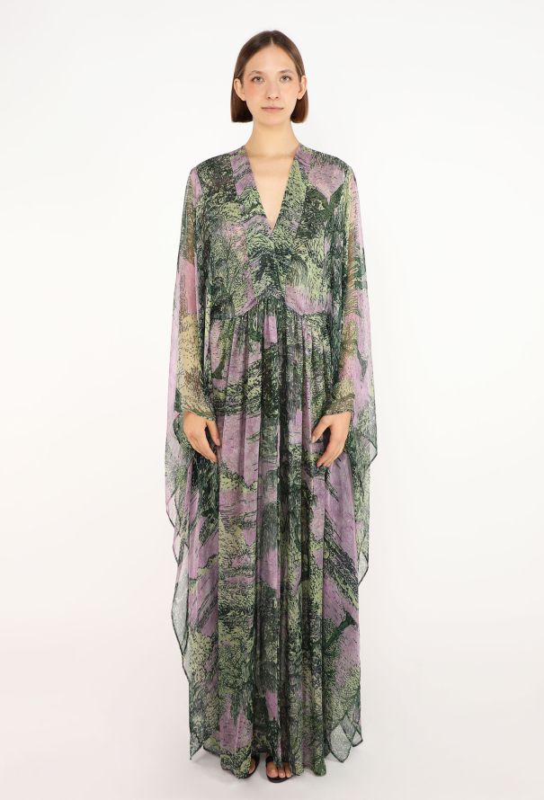 Saint Laurent Printed Chiffon Kaftan Dress, 1991 - 1