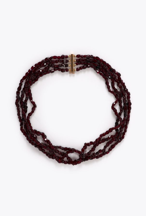 Vintage Fine Jewelry 18k Yellow Gold & Almandine Choker Necklace - 2 Vintage Fine Jewelry 18k Yellow Gold & Almandine Choker Necklace - 2