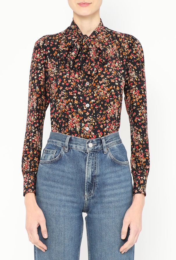 Saint Laurent '70s Printed Lavallière Blouse - 1