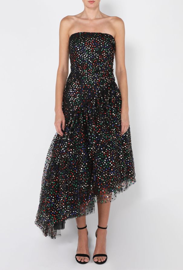 Arnold Scaasi Sequin Tulle Strapless Dress, 1980s - 3