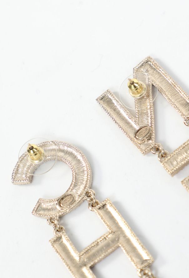 Chanel 2023 Strass Logo Drop Earrings - 4