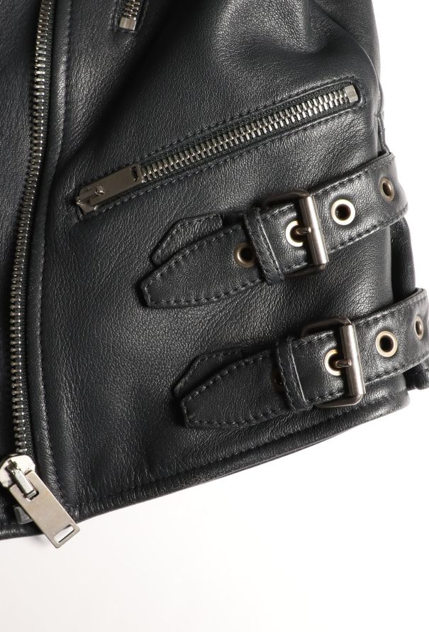 Céline Leather Biker Jacket Anthracite - 6