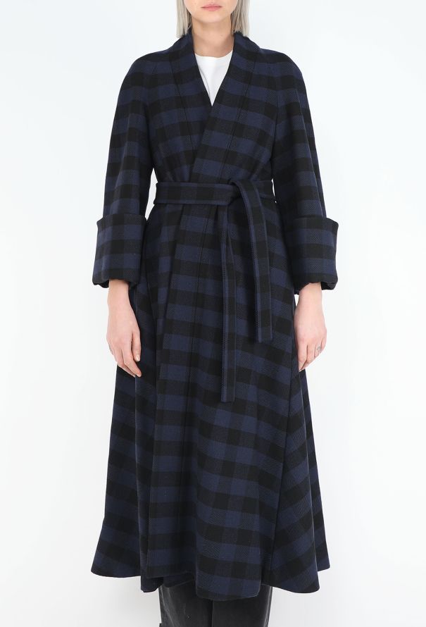 Dior F/W 2017 Checkered Belted Robe Coat - 4