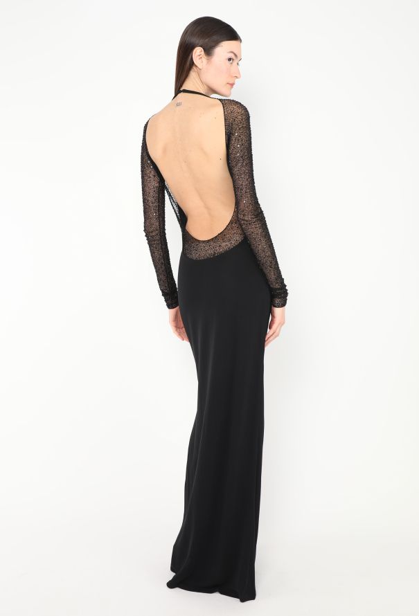 Halston RARE Vintage Beaded Open-Back Gown - 1