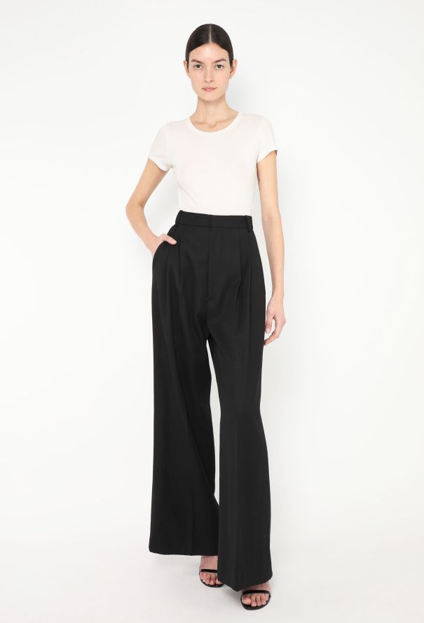 Céline Wide-Leg Pleated Trousers - 1