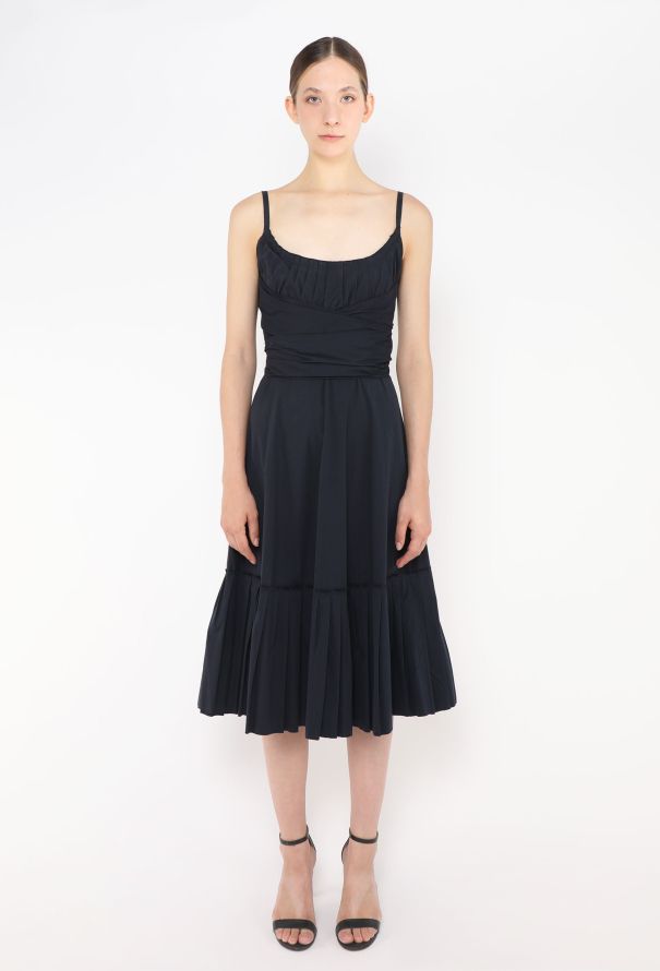 Prada Pleated Cotton Babydoll Dress - 1