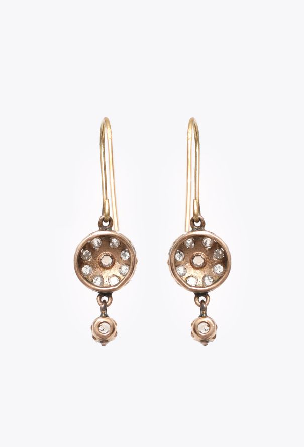 Modern Fine Jewelry 18K Gold & Rose-Cut Diamond Pendant Earrings - 5 Modern Fine Jewelry 18K Gold & Rose-Cut Diamond Pendant Earrings - 5