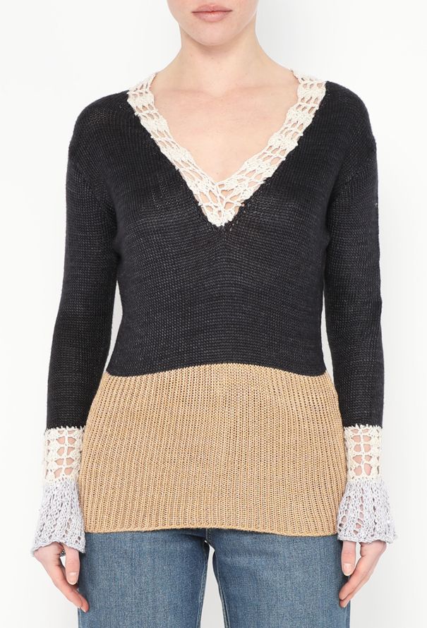 Rodarte Crochet Trim Silk Sweater - 1