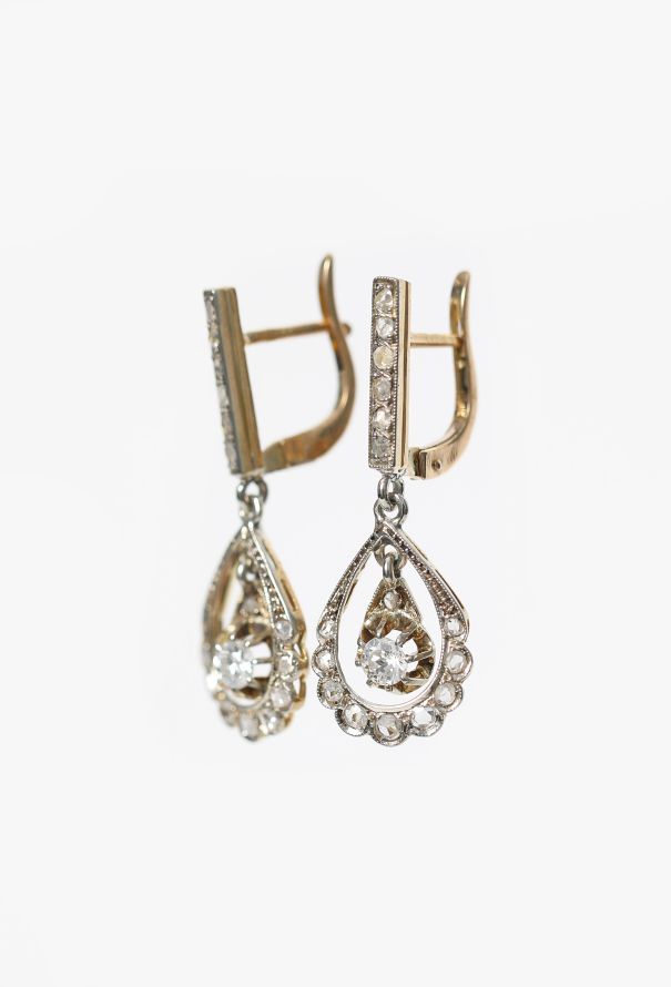 Vintage Fine Jewelry 1930s Art Déco 18K Gold & Diamond Dormeuses - 3