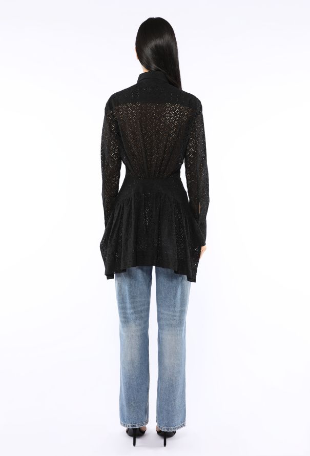 Alaïa Eyelet Lace Peplum Blouse - 4