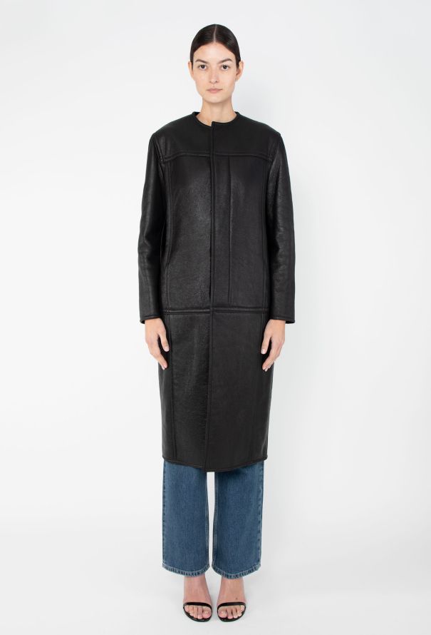 Céline 2021 Leather Shearling-Lined Coat - 2 Céline 2021 Leather Shearling-Lined Coat - 2