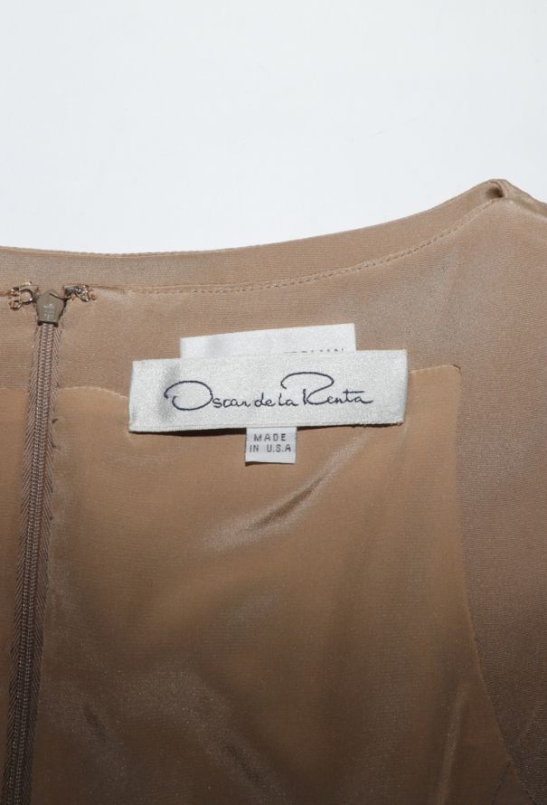 Oscar De La Renta Embroidered Silk Column Dress, 2001 - 5