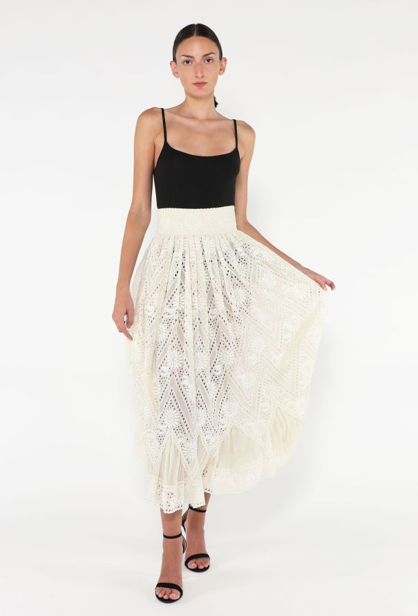 Valentino 2020 Embroidered Eyelet Skirt - 2