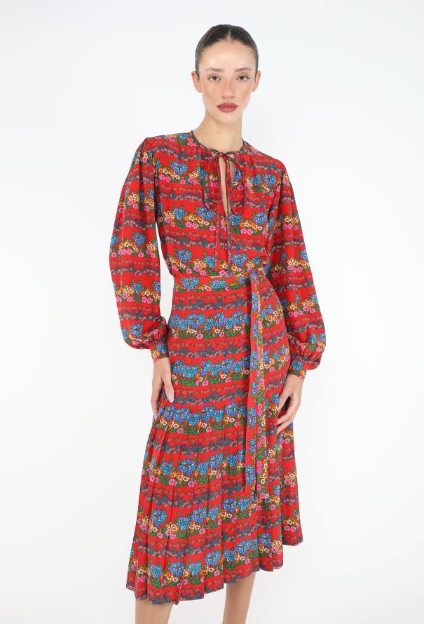 Saint Laurent RARE 1973 Floral Silk Ensemble - 1