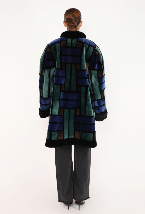 Dior Shearling Mosaic Fur Coat, 1980s - 6