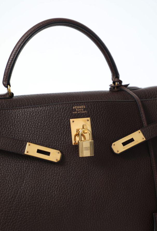 Hermès Vintage Marron Togo Kelly Retourné 35 - 14