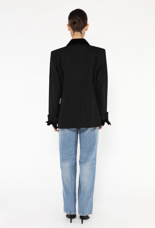 Saint Laurent '90s Velvet Trim Smoking Blazer - 5