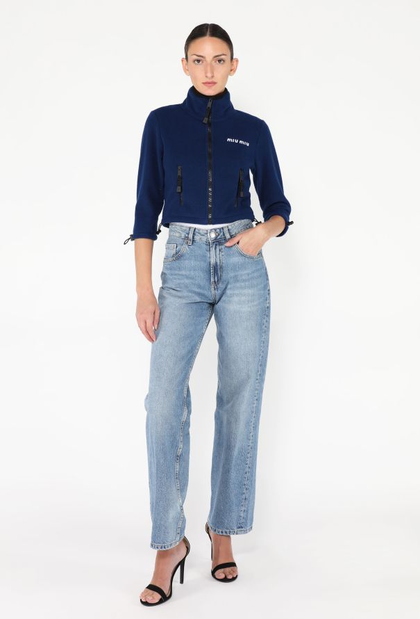 Miu Miu 2024 Cropped Logo Fleece Jacket - 5