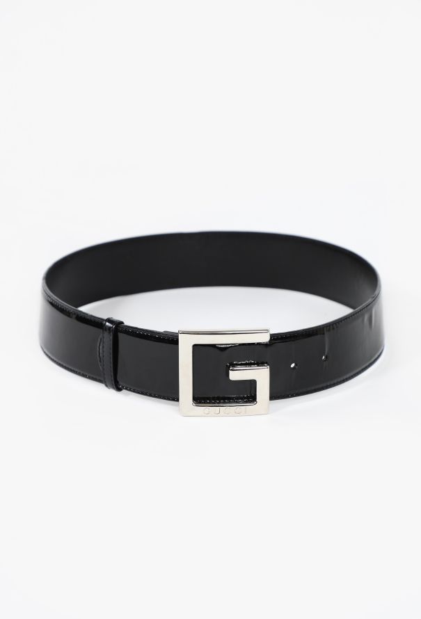 Gucci F/W 1995 Patent Leather Emblem Belt - 1