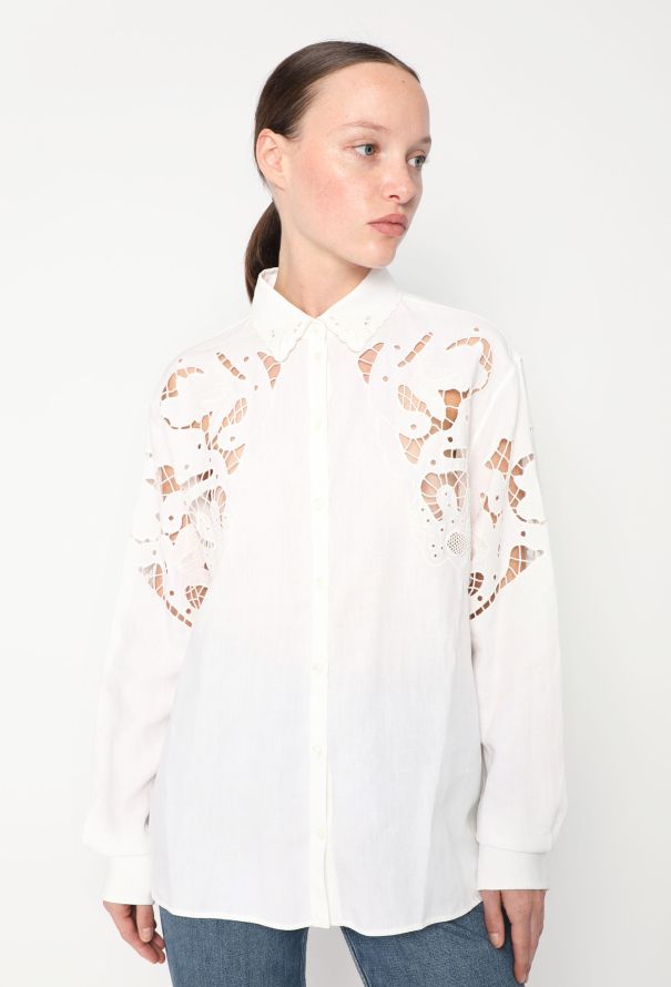Céline Pre-Fall 2015 Linen Cut-Out Top - 1