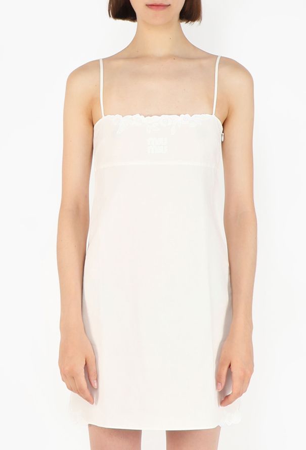 Miu Miu 2025 Embroidered Cotton Slip Dress - 4