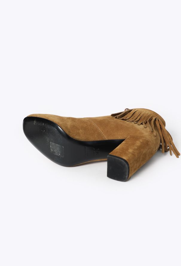 Saint Laurent 2015 Fringe Suede Ankle Boots - 5