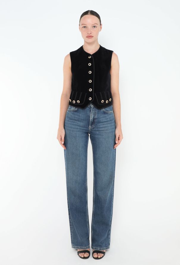 Saint Laurent F/W 1991 Embellished Velvet Vest - 3