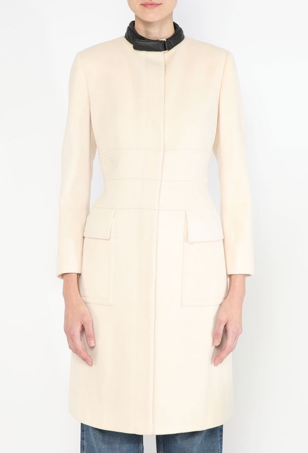 Gucci '90s Leather Trim Cashmere Coat - 2