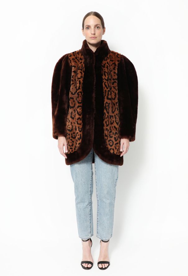 Louis Vuitton coat in leopard print cotton blend with brown