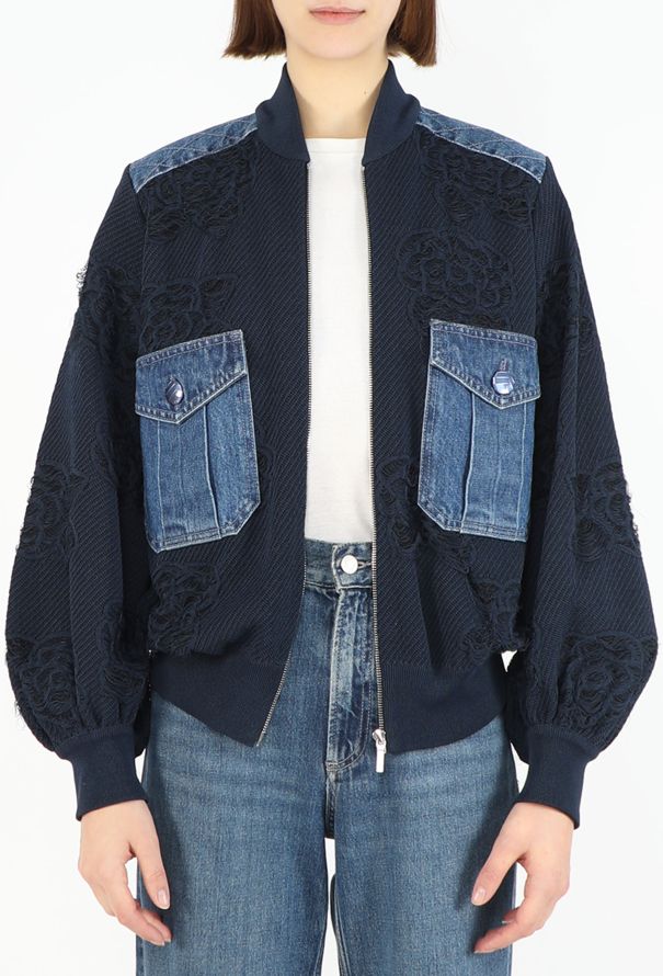 Chanel S/S 2018 Camélia Denim Bomber Jacket - 6