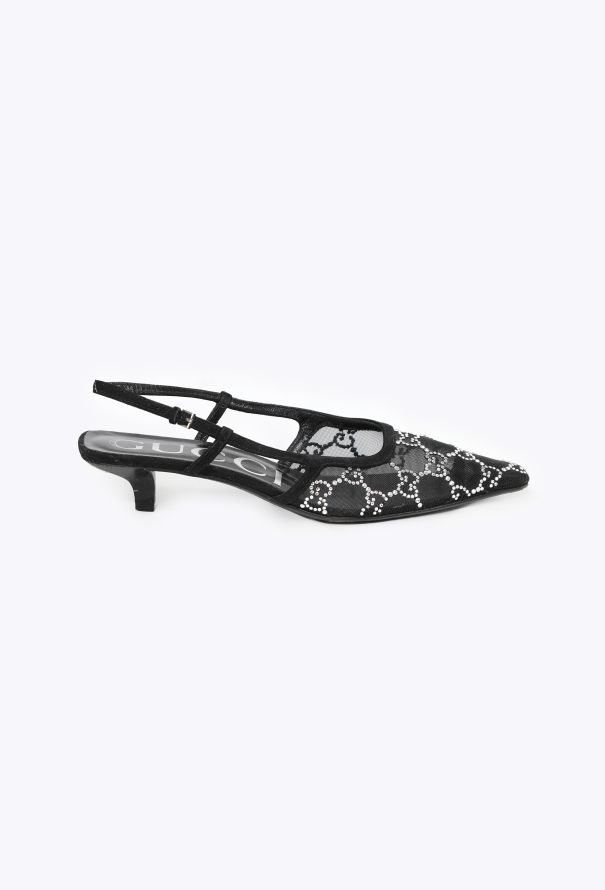 Gucci GG Crystal Mesh Slingback Pumps, 2021 - 1