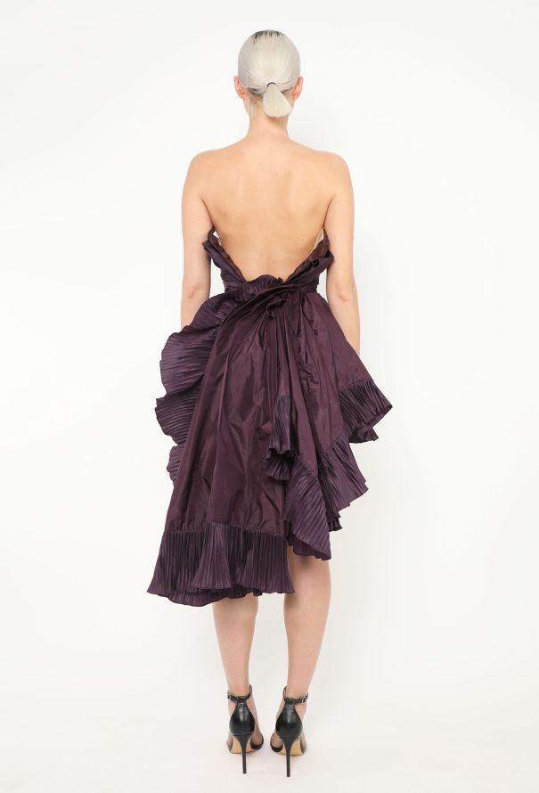 Saint Laurent Ruffled Taffeta Bustier Dress - 2