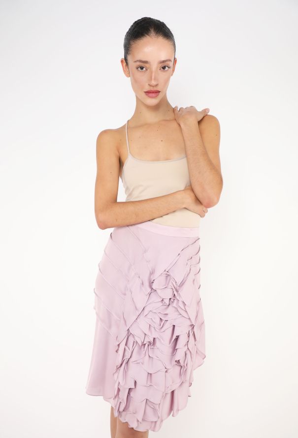 Saint Laurent S/S 2003 Ruched Silk Rose Skirt - 3 Saint Laurent S/S 2003 Ruched Silk Rose Skirt - 3