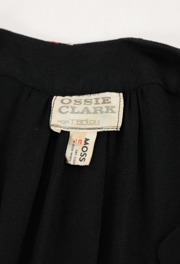 Ossie Clark '70s Embroidered Moss Crêpe Dress - 6 Ossie Clark '70s Embroidered Moss Crêpe Dress - 6