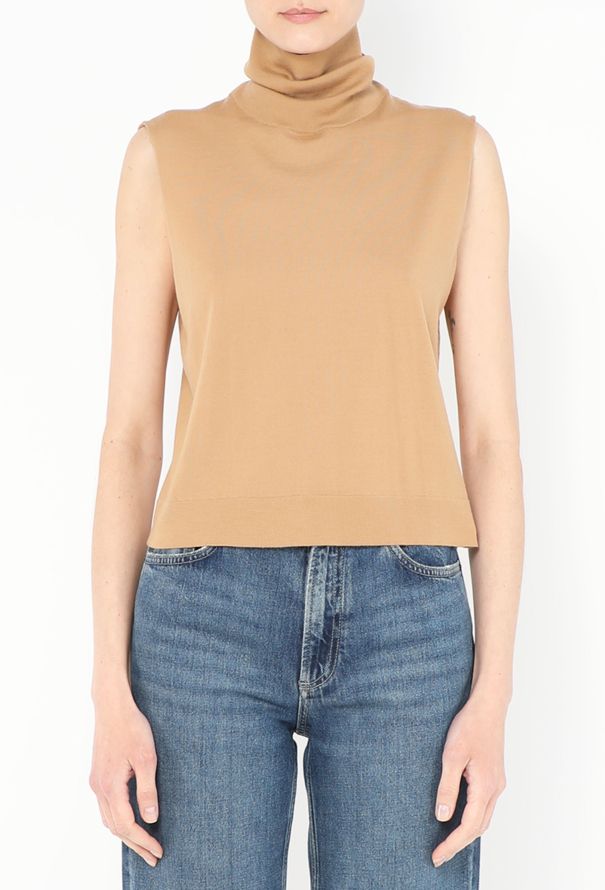 The Row 2022 Piita Turtleneck Vest Top Camel - 1