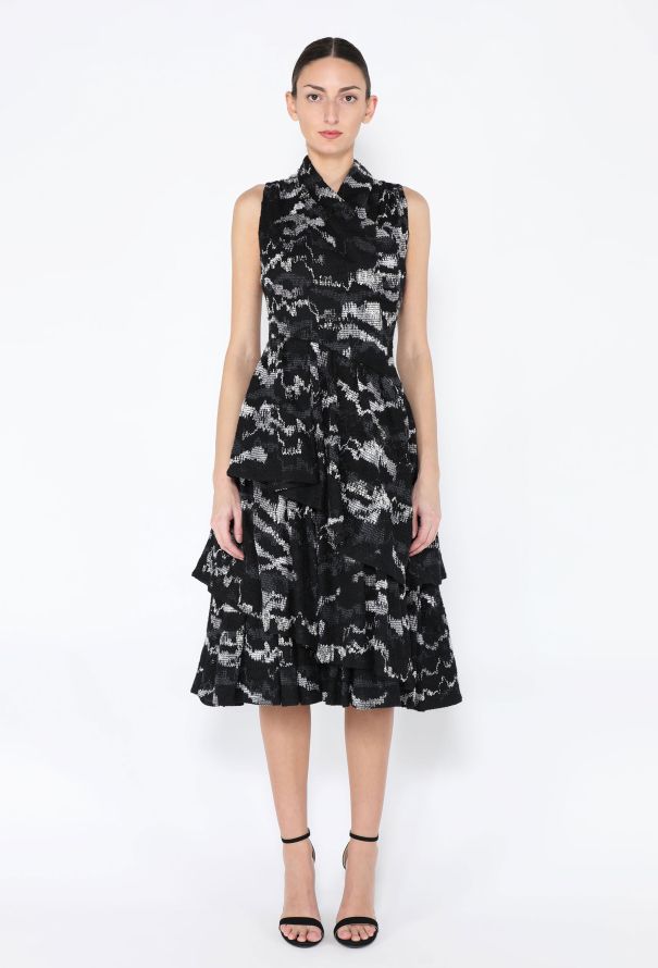 Chanel F/W 2019 Open-Back Ruffled Tweed Dress - 3